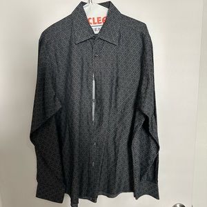 Bugatchi Uomo Black Long Sleeve Men's Dress Shirt Size Large